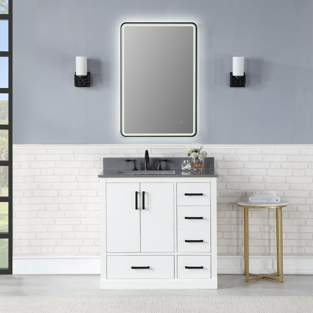 Framed in Matt Black Modern Bathroom/Vanity LED Lighted Wall Mirror. Picture 6