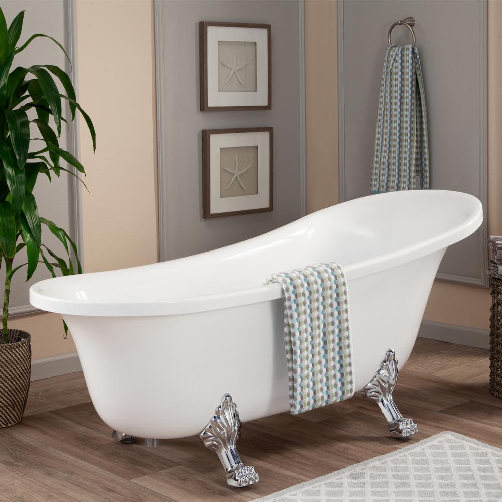 69" x 30" Clawfoot Soaking Acrylic Bathtub. Picture 5