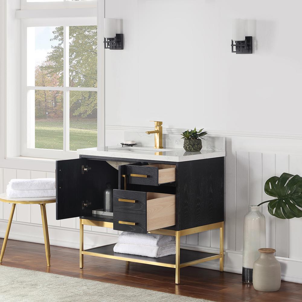 36" Single Bathroom Vanity Set in Black Oak without Mirror. Picture 6