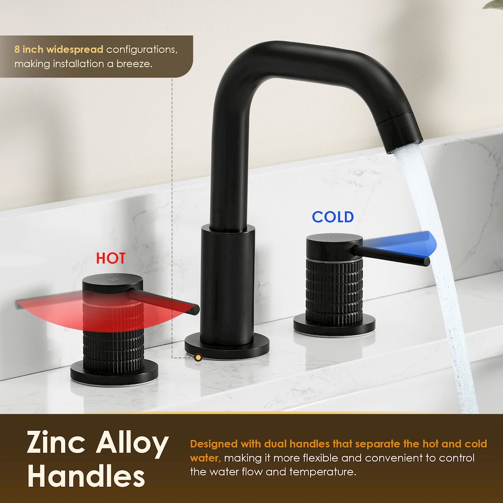 8. in Widespread 2-Handle Bathroom Faucet in Matte Black. Picture 12