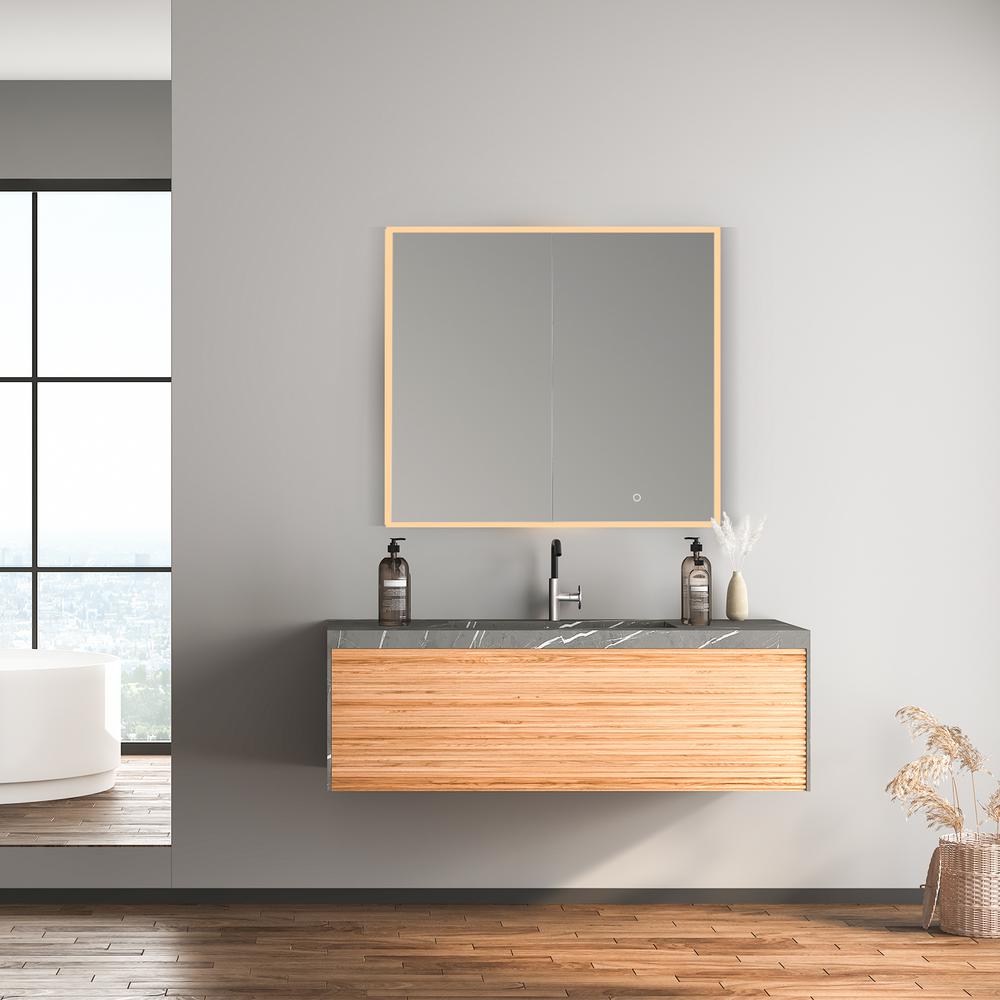 Frameless Surface-Mount/Recessed LED Lighted Bathroom Medicine Cabinet. Picture 16