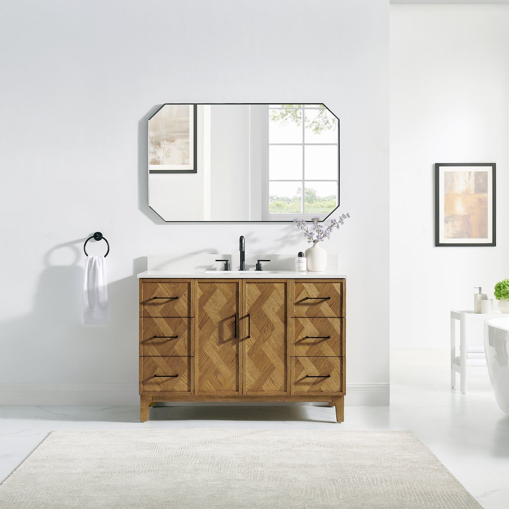 Clara 48" Single Bathroom Vanity in Weathered Brown. Picture 2