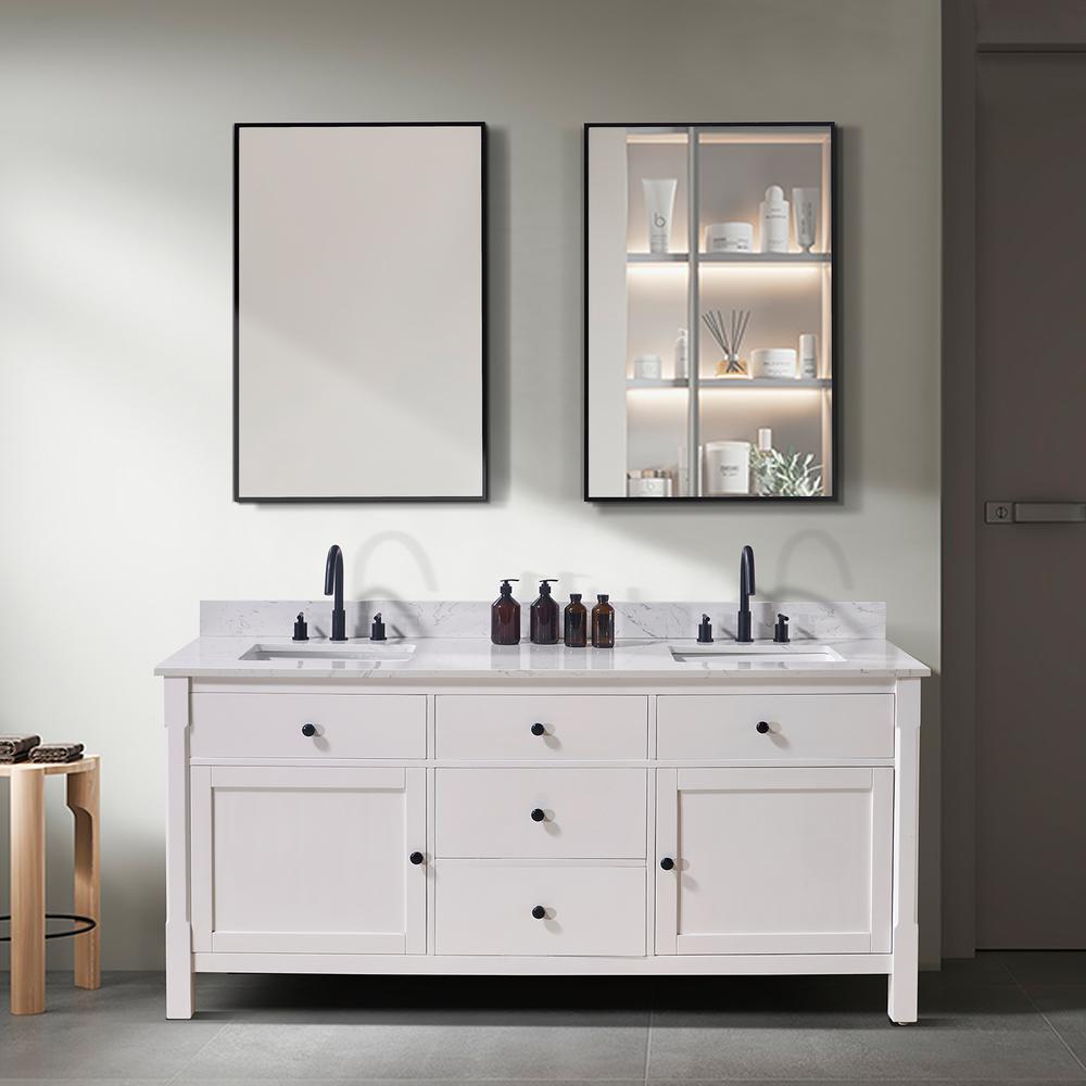 73. in Composite Stone Vanity Top in Aosta White with White Sink. Picture 8