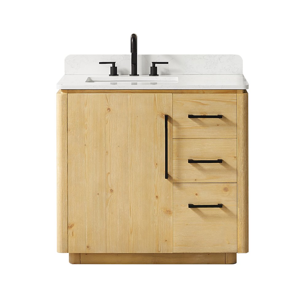 36" Single Bathroom Vanity in Nature Brown with Grain White. Picture 1