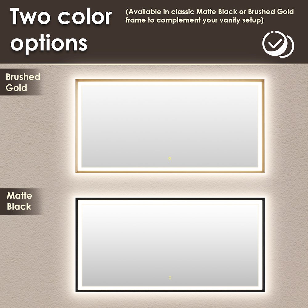 60"x30" Rectangular Wall Mirror in Brushed Gold Aluminum Framed. Picture 19