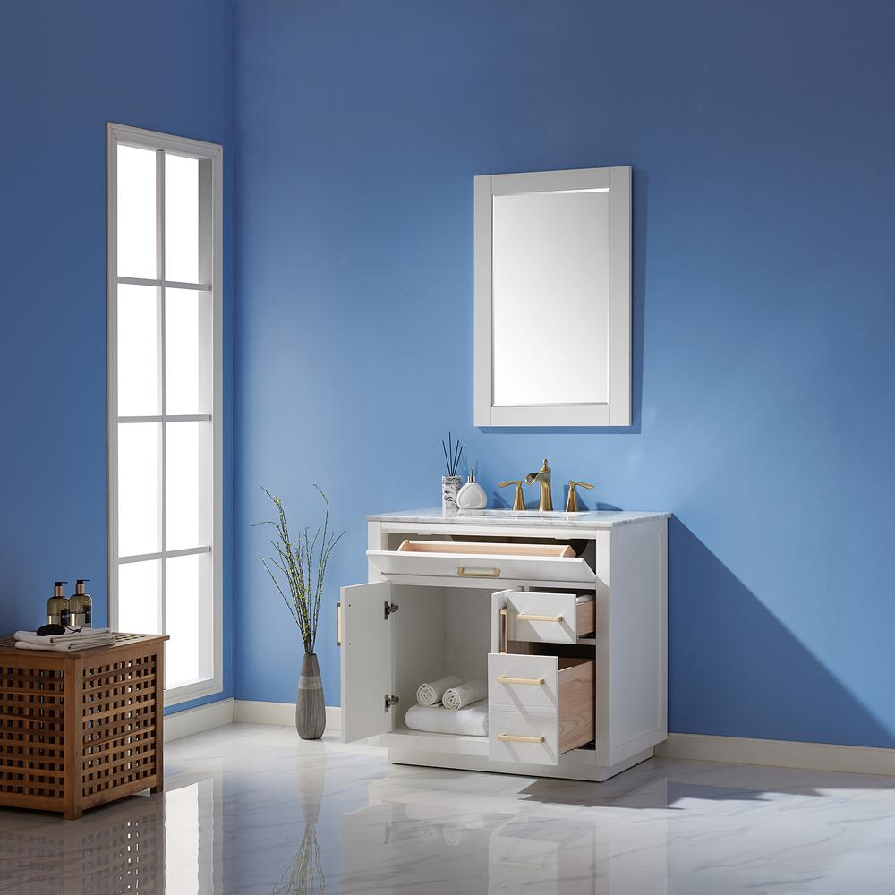 36" Single Bathroom Vanity Set in White with Mirror. Picture 5