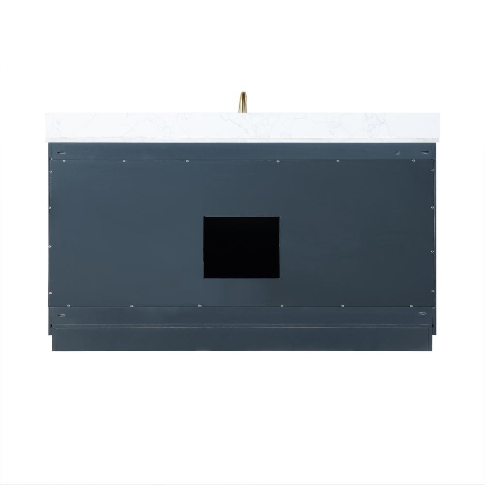 60" Single Bathroom Vanity Set in Classic Blue with Mirror. Picture 2