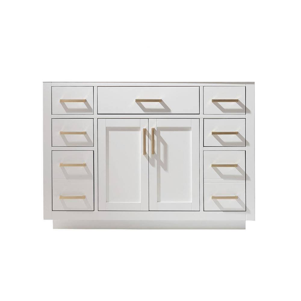 48" Single Bathroom Vanity Cabinet Only in White and Mirror, without Countertop. Picture 2