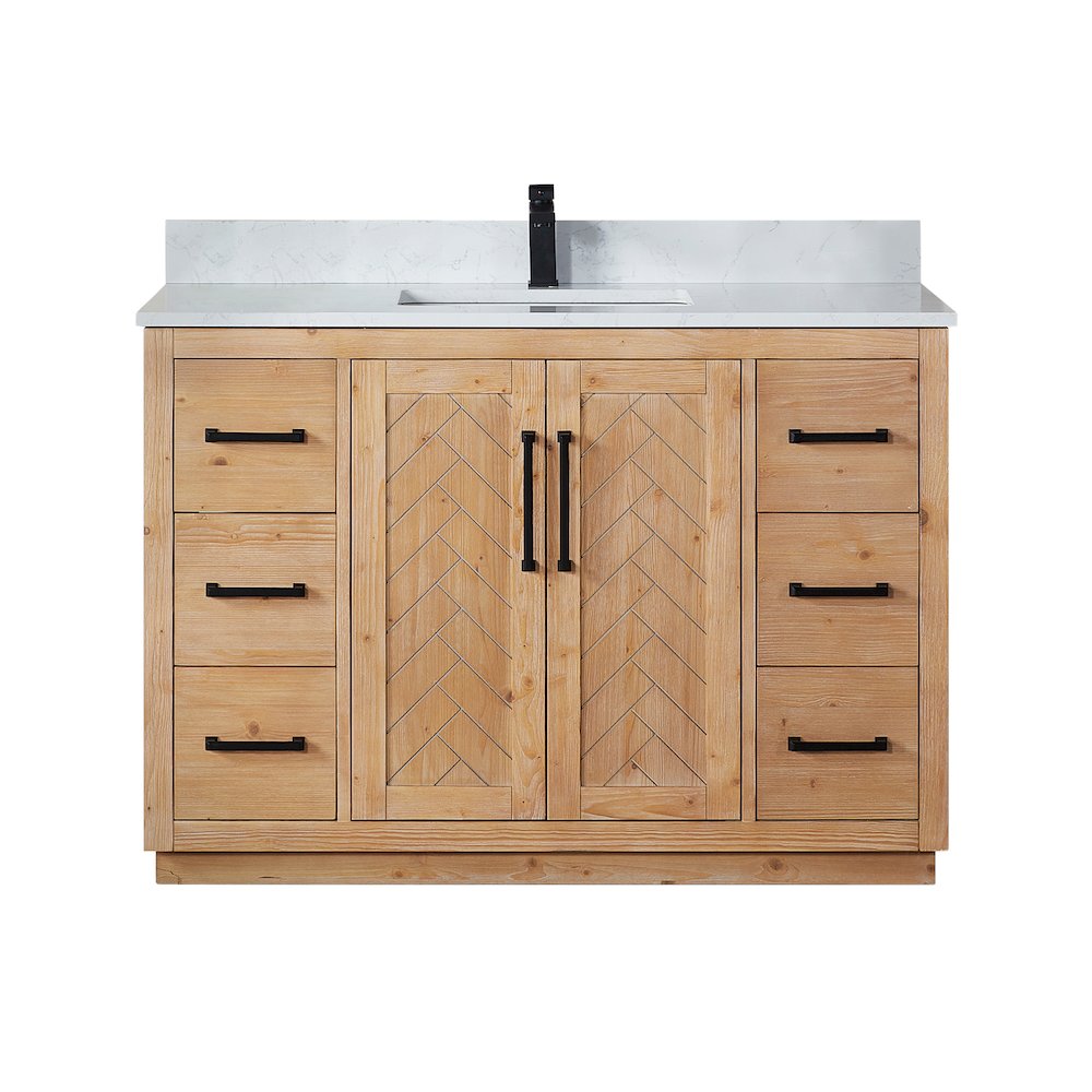 48" Single Bathroom Vanity with Grain White Countertop without Mirror. Picture 1