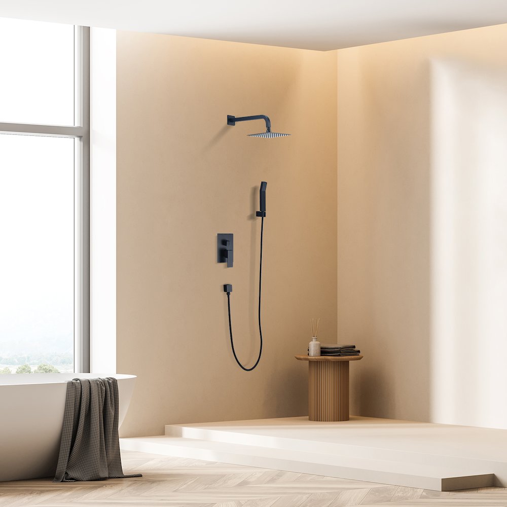 Raeren Complete Shower System in Matte Black with Rough-In Valve. Picture 7