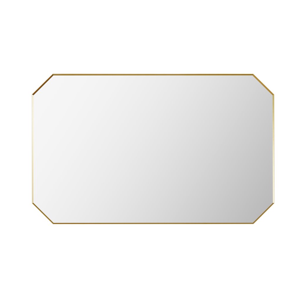 48"x30" Octagon Aluminum Framed in Brushed Gold Modern Bathroom Wall Mirror. Picture 2