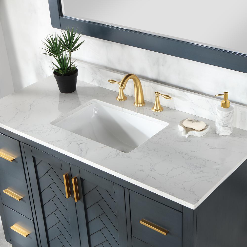 48" Single Bathroom Vanity Set in Classic Blue with Mirror. Picture 7