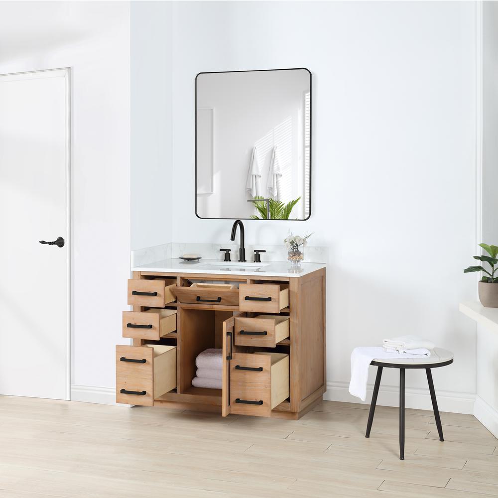42" Single Bathroom Vanity in Light Brown with Mirror. Picture 7