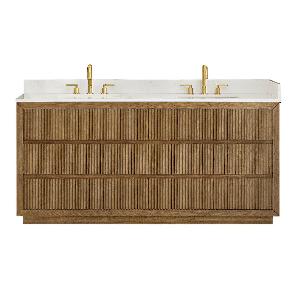 Navan 72" Double Bathroom Vanity in Weathered Brown. Picture 1