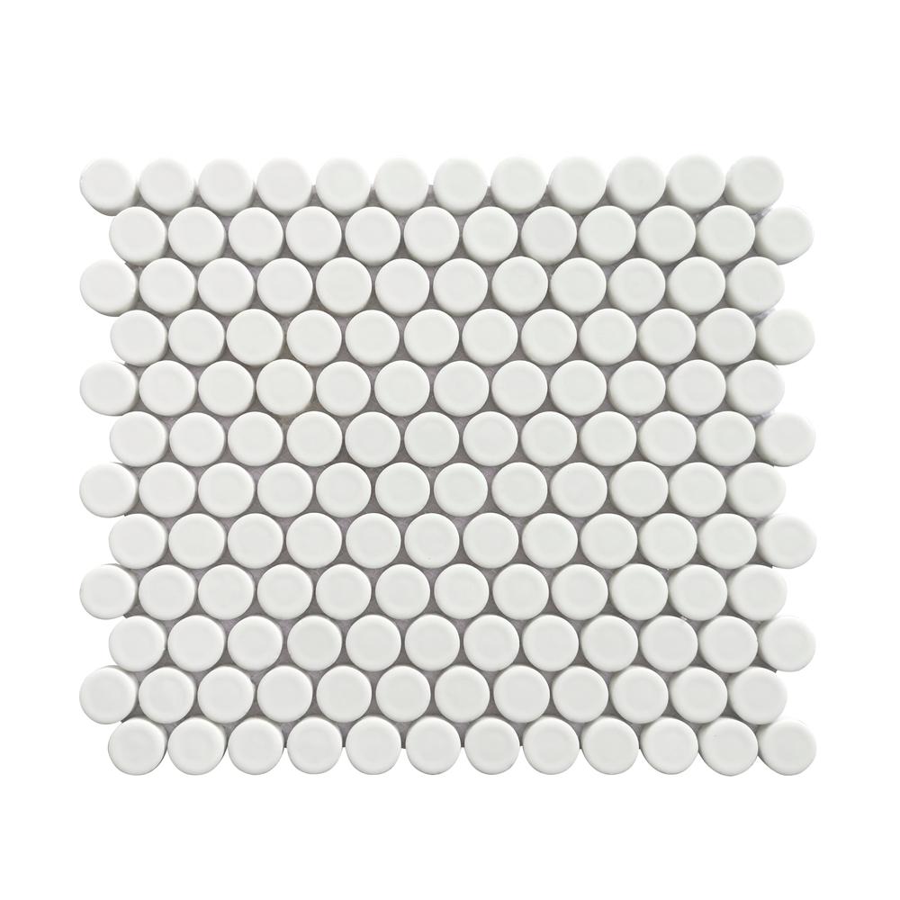Huelva 12.68" x 11.02" Glass Penny Mosaic Floor and Wall Tile. Picture 4