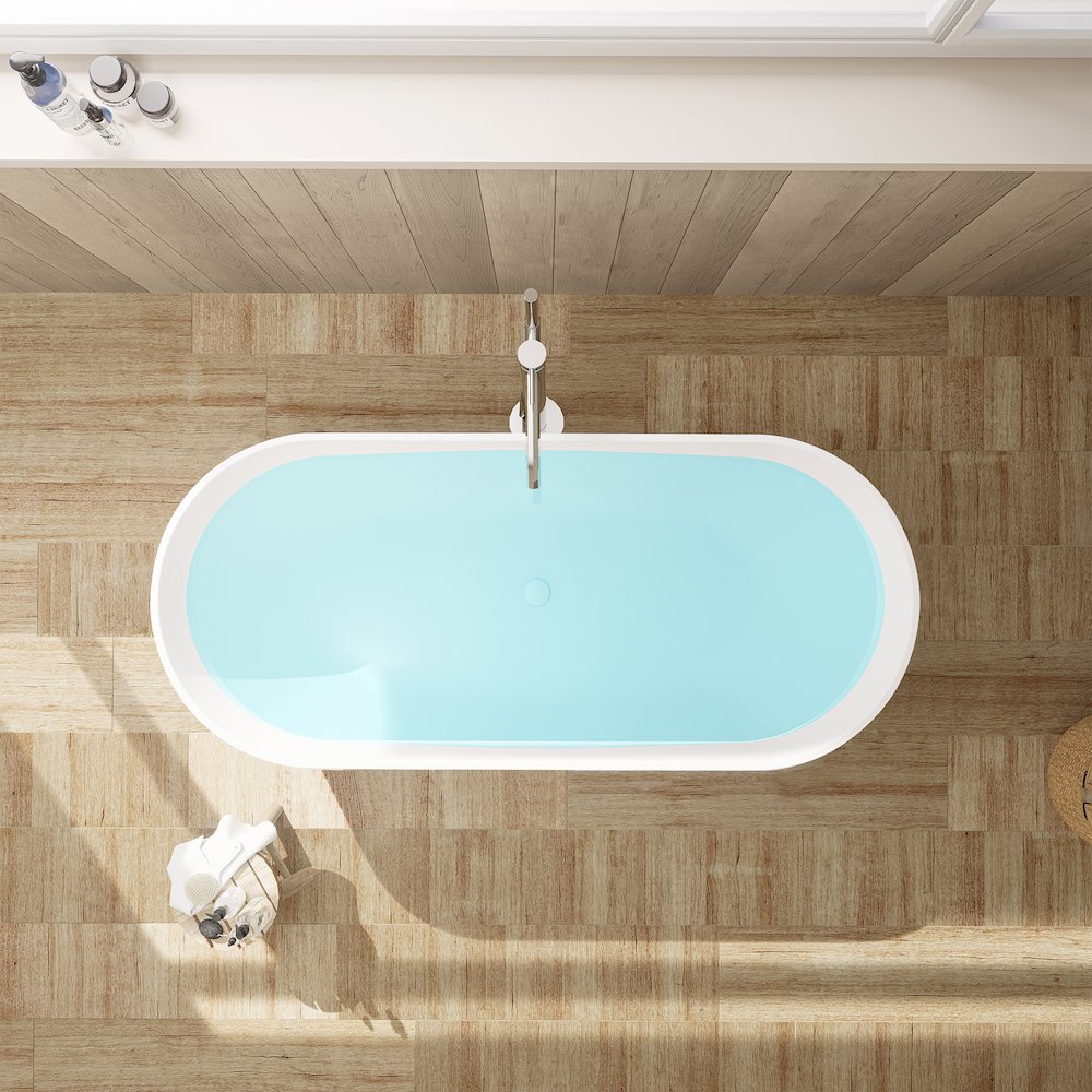 59" x 30" Solid Surface Soaking Bathtub and Integrated Overflow. Picture 10