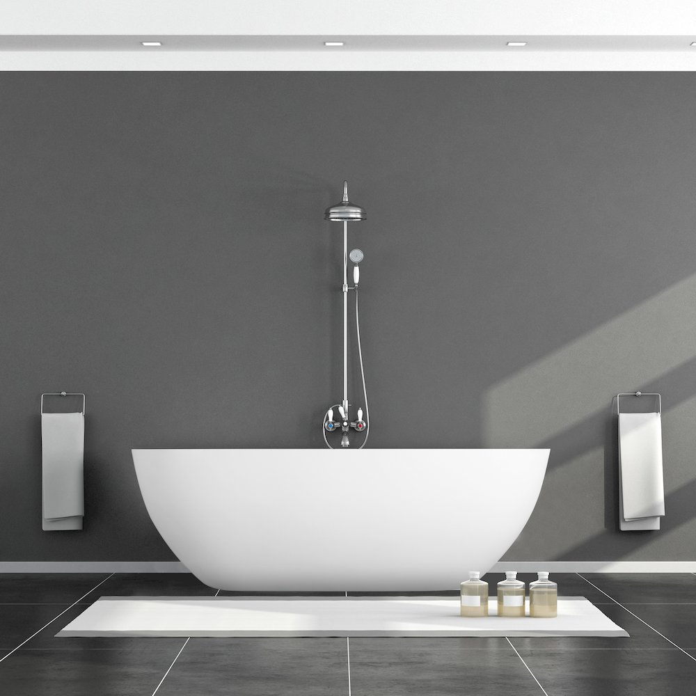 69" x 30" Solid Surface Soaking Bathtub and Integrated Overflow. Picture 10