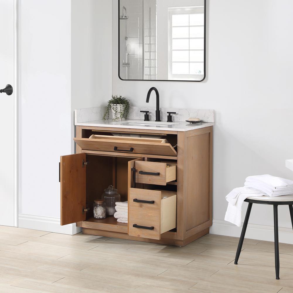 36" Single Bathroom Vanity in Light Brown without Mirror. Picture 7