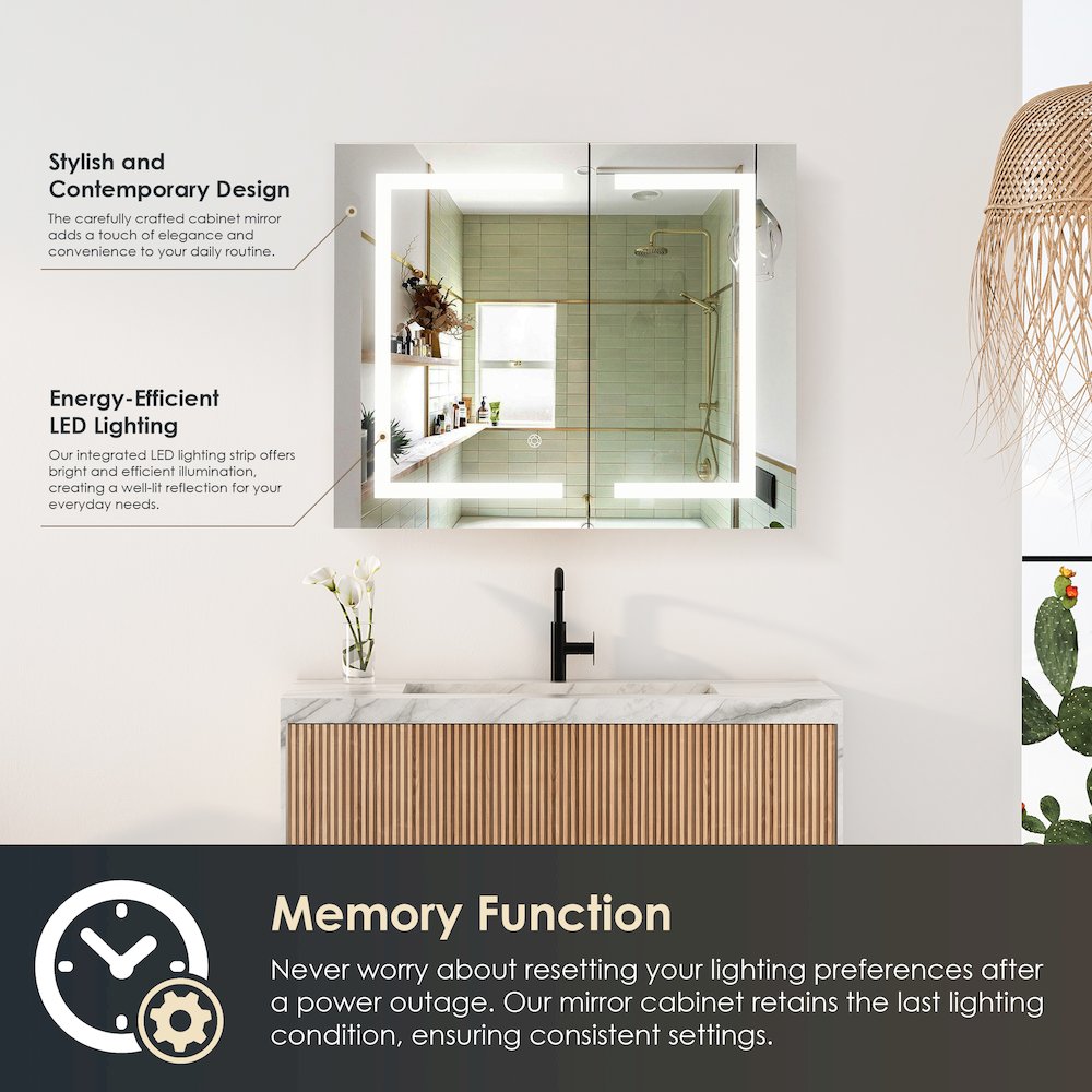 36" Frameless Surface-Mount/Recessed LED Lighted Bathroom Medicine Cabinet. Picture 12