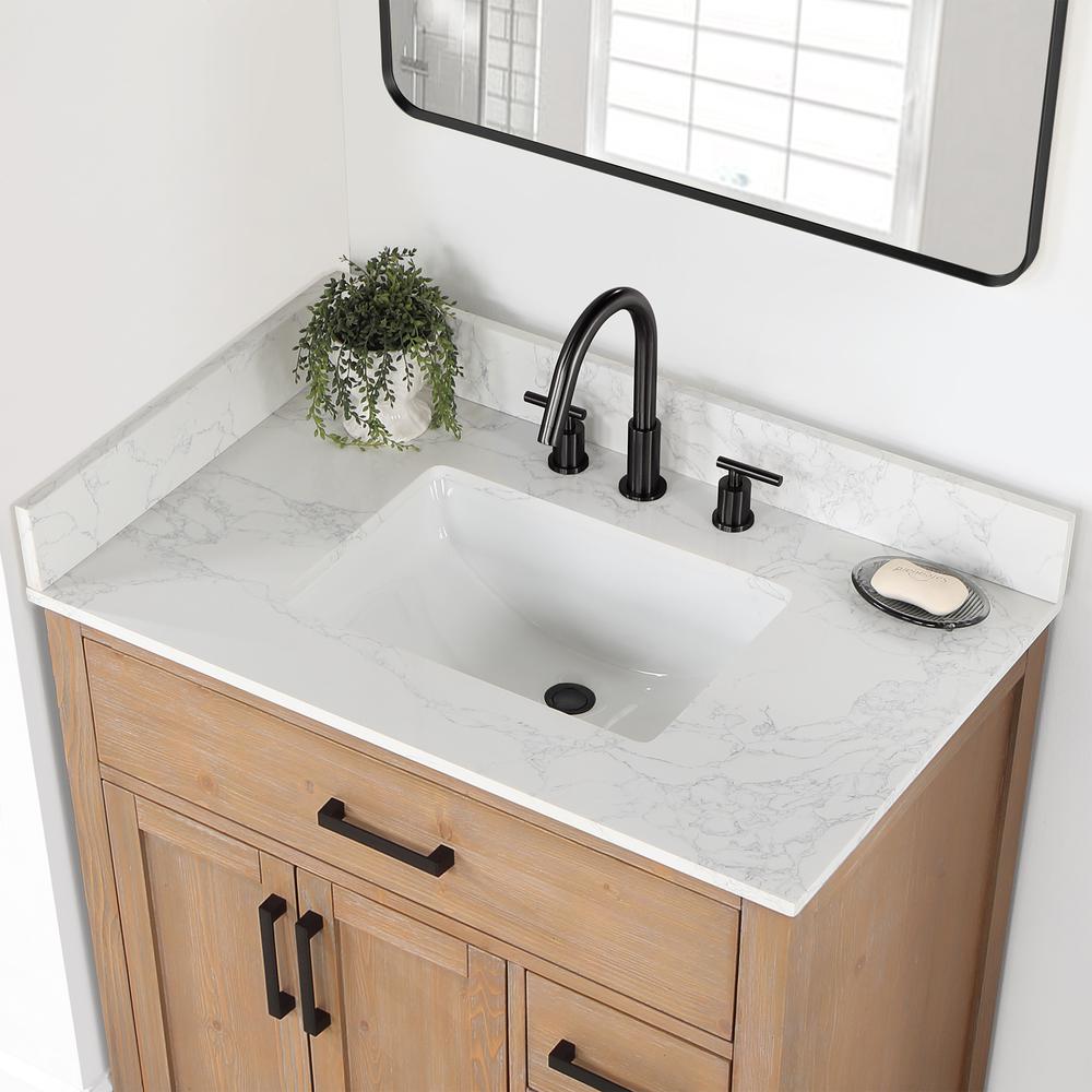 36" Single Bathroom Vanity in Light Brown with Mirror. Picture 9