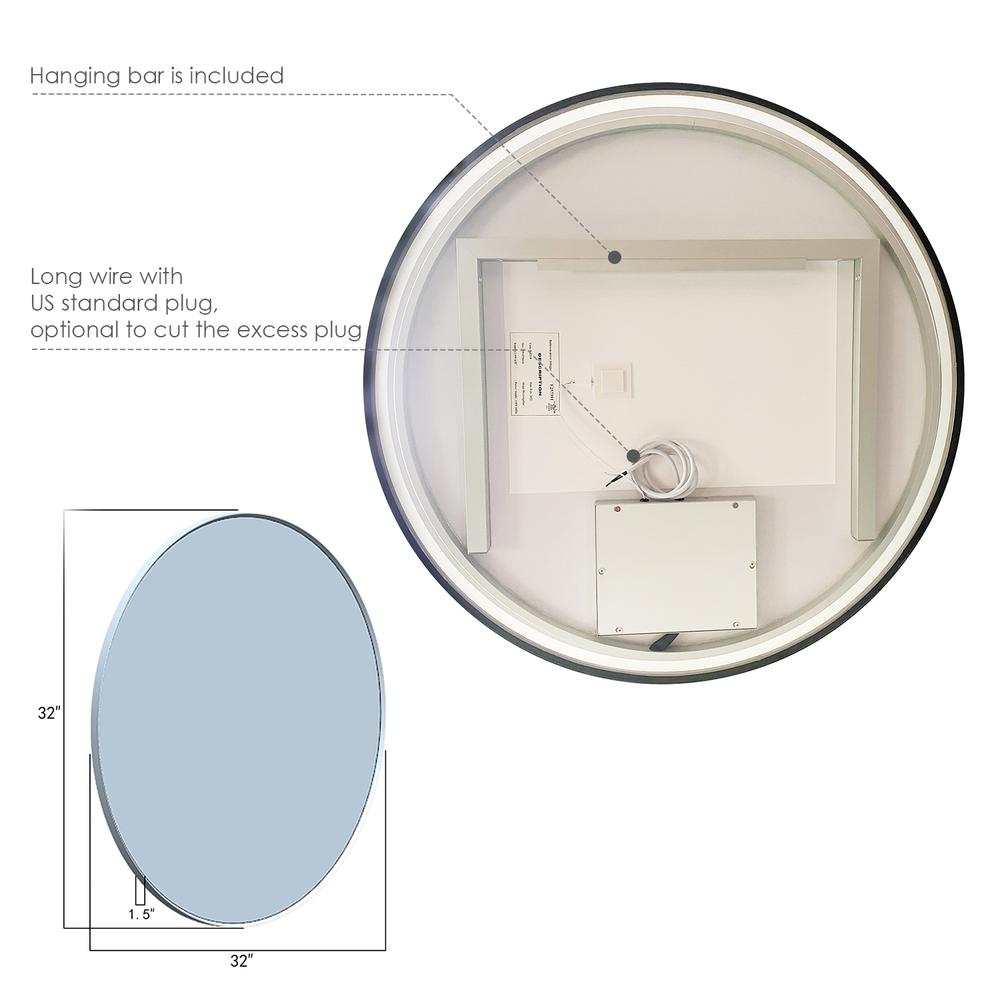 Framed in Matt Black Modern Bathroom/Vanity LED Lighted Wall Mirror. Picture 9