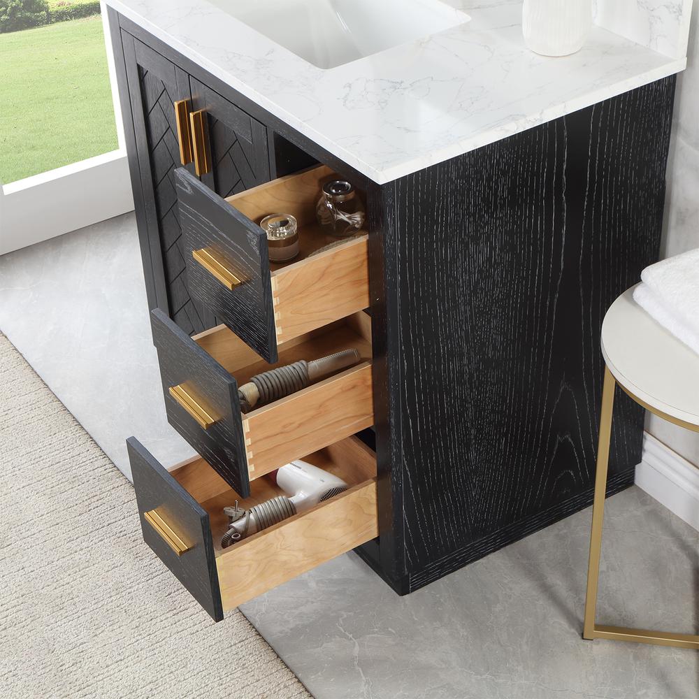 36" Single Bathroom Vanity Set in Black Oak with Mirror. Picture 8