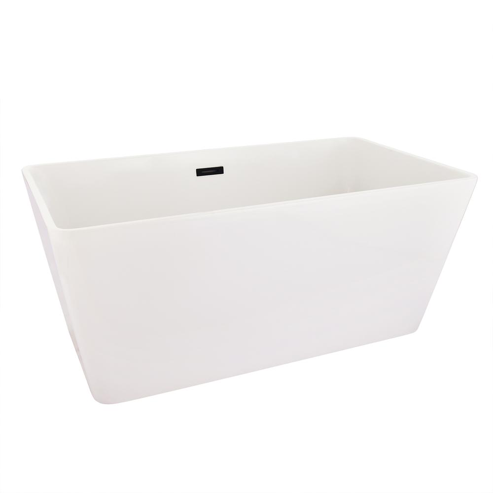 Regina 51" x 28" Flatbottom Freestanding Acrylic Soaking Bathtub in Glossy White. Picture 2