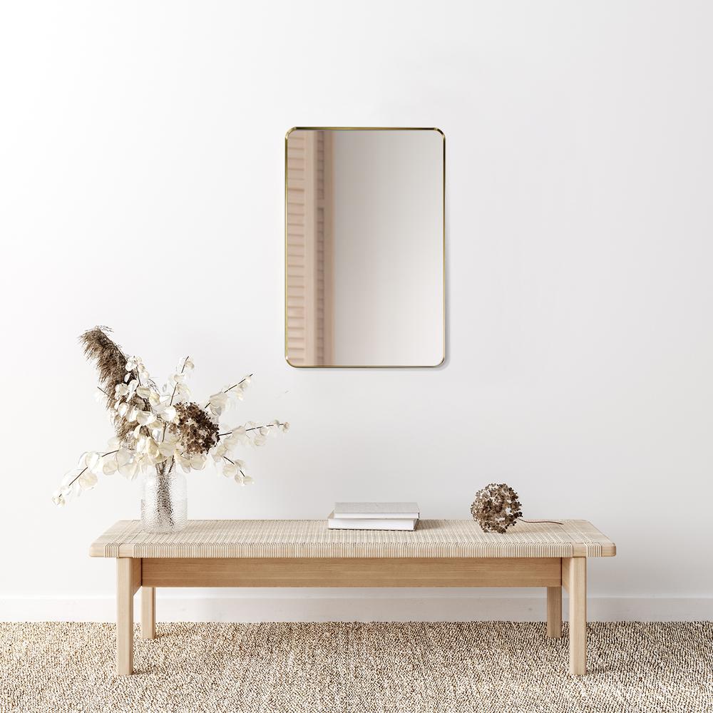 Nettuno 24" Rectangle Bathroom/Vanity Brushed Gold Aluminum Framed Wall Mirror. Picture 15