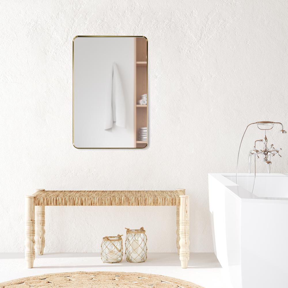 Nettuno 24" Rectangle Bathroom/Vanity Brushed Gold Aluminum Framed Wall Mirror. Picture 12