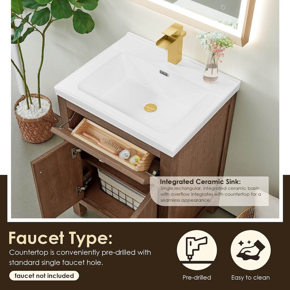 Cerrito 24" Single Bathroom Vanity in Brown Brushed Oak. Picture 7