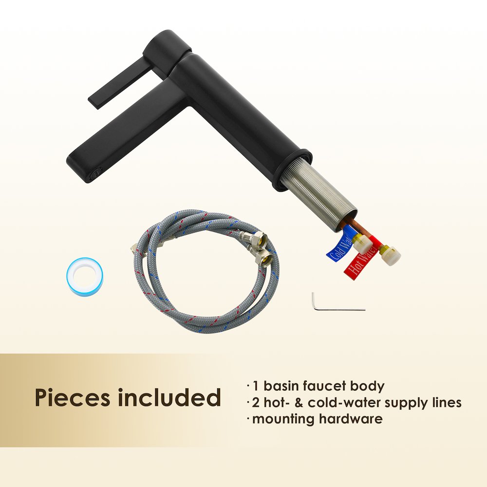 Single Hole Single-Handle Bathroom Faucet in Matte Black. Picture 11