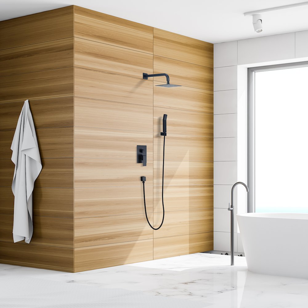 Raeren Complete Shower System in Matte Black with Rough-In Valve. Picture 6