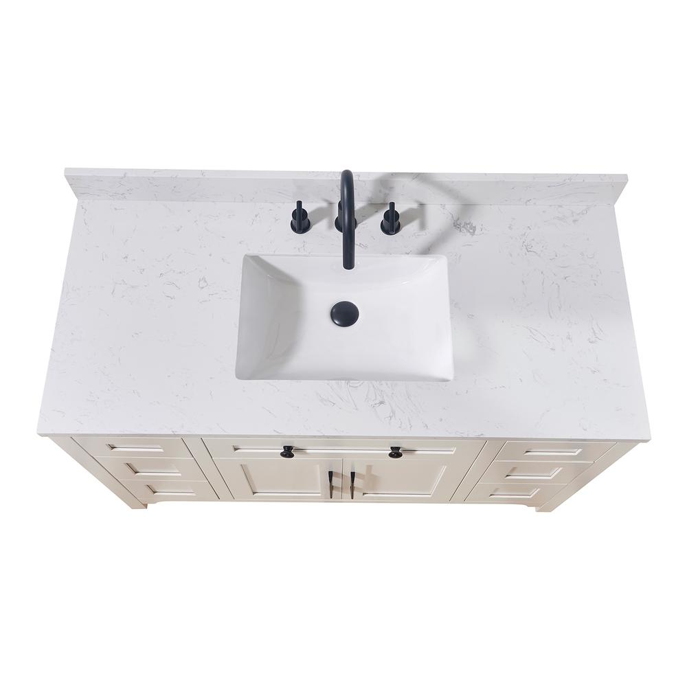 49. in Composite Stone Vanity Top in Aosta White with White Sink. Picture 5