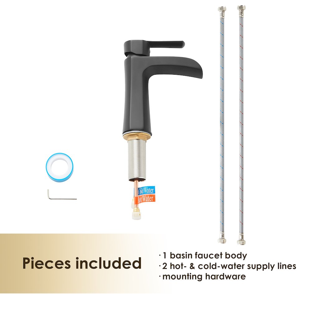 Single Hole Single-Handle Waterfall Bathroom Faucet in Matte Black. Picture 12