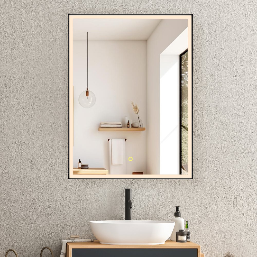 24"x32" Rectangular Bathroom Black Aluminum Mirror Medicine Cabinet. Picture 4