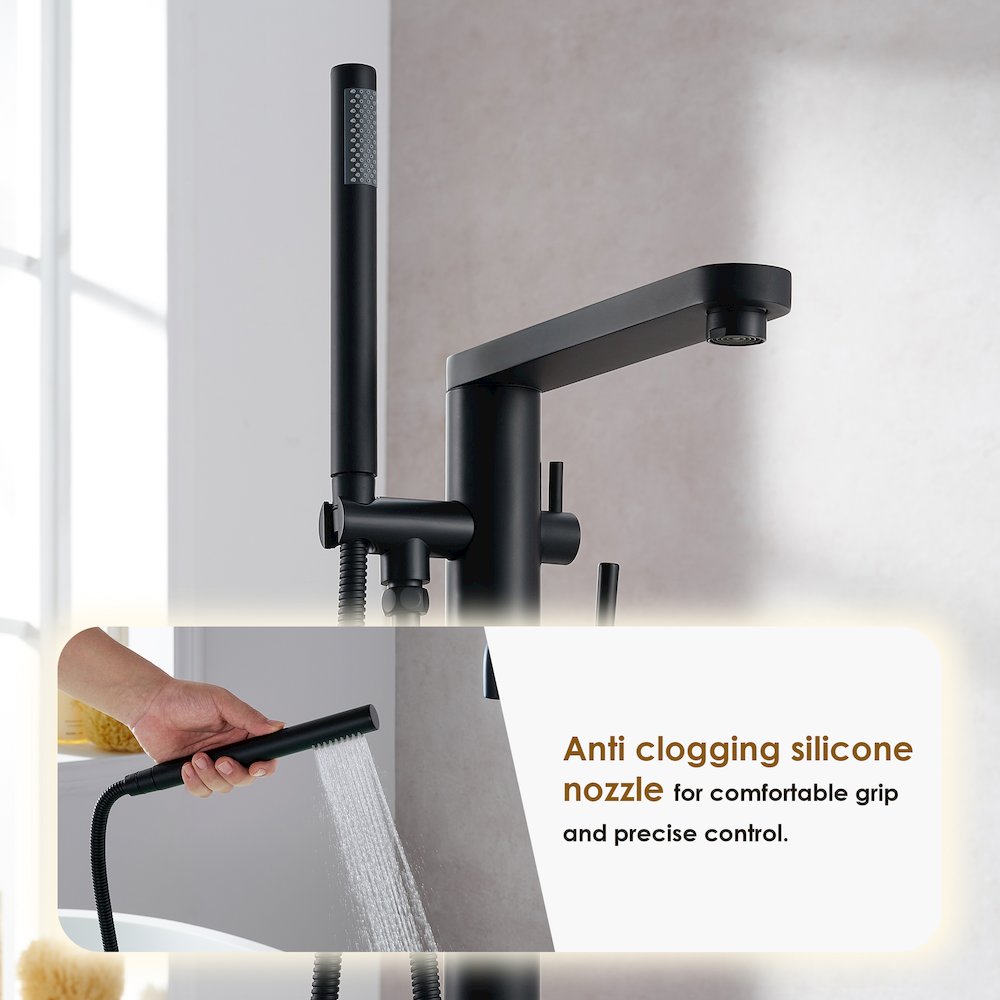Double Lever Handles Freestanding Floor Mounted Tub Filler. Picture 12