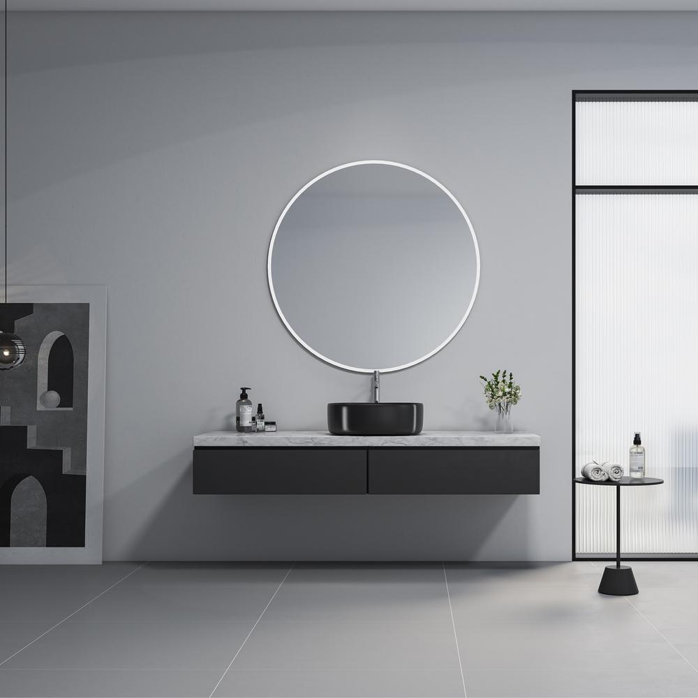 16 in. Square Black Finish Ceramic Bathroom Vanity Sink. Picture 8