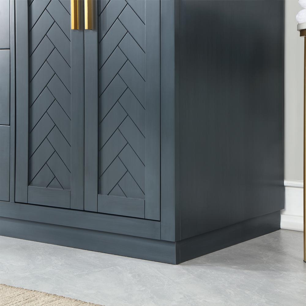 60" Double Bathroom Vanity Set in Classic Blue without Mirror. Picture 9
