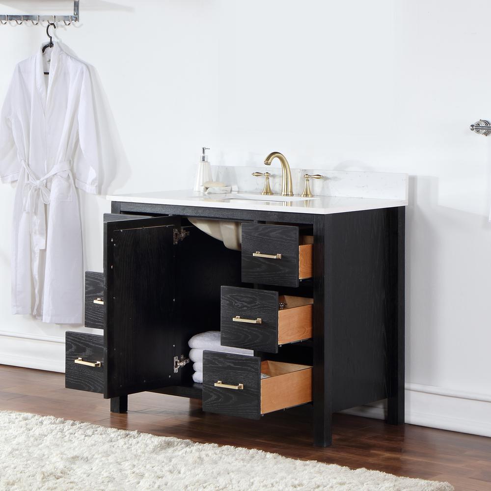 42" Single Bathroom Vanity Set in Black Oak without Mirror. Picture 4