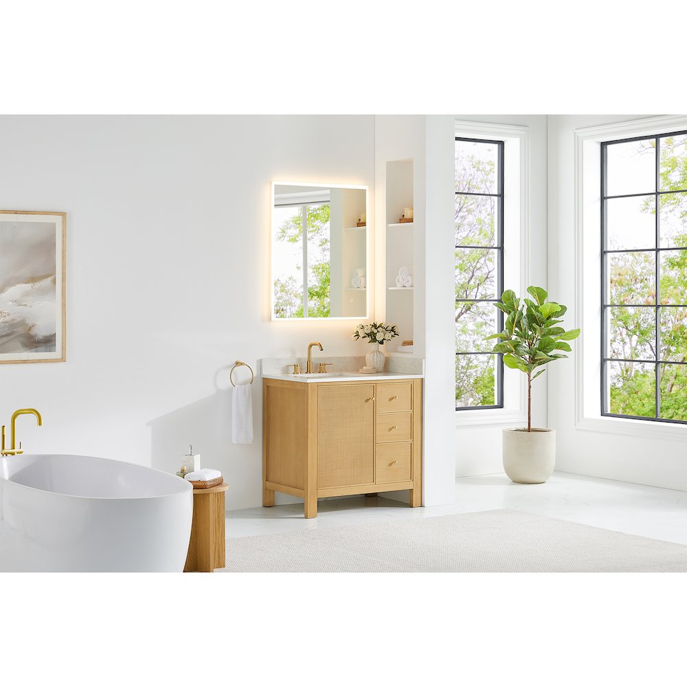 Cedar 36" Single Bathroom Vanity in Natural Wood. Picture 16