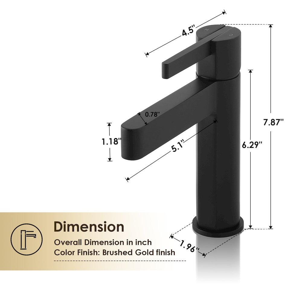 Single Hole Single-Handle Bathroom Faucet in Matte Black. Picture 10