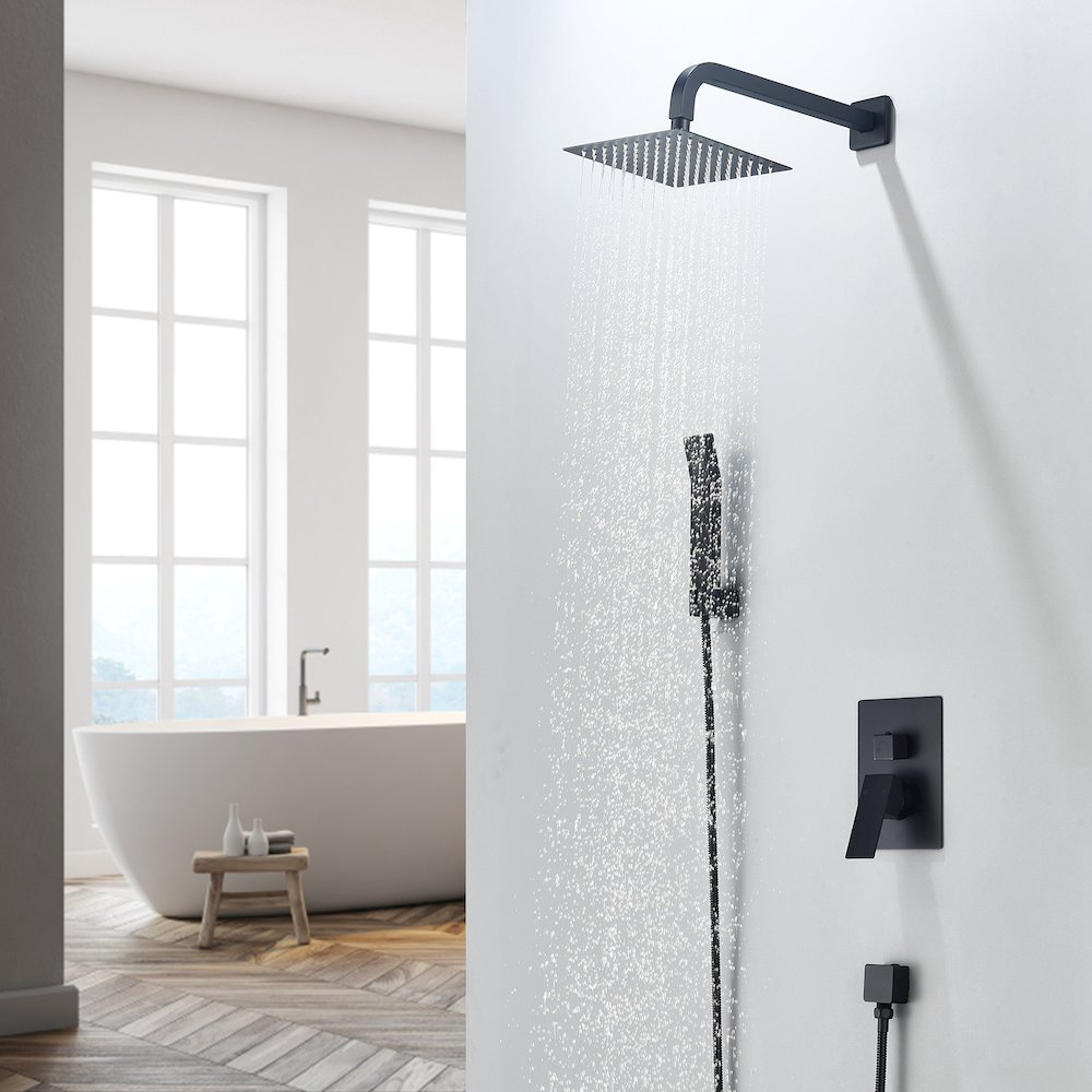 Raeren Complete Shower System in Matte Black with Rough-In Valve. Picture 3