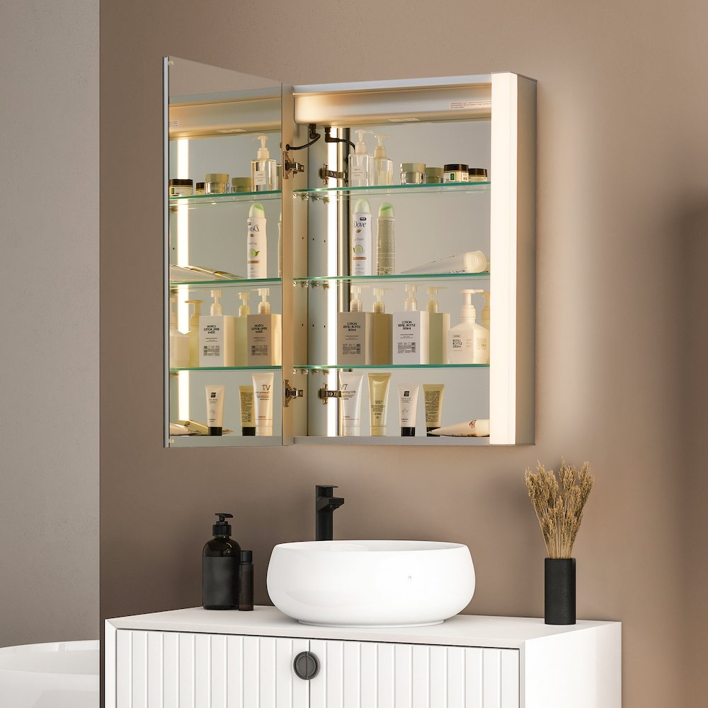 24"x32" Rectangular Bathroom Aluminum Mirror Medicine Cabinet. Picture 8