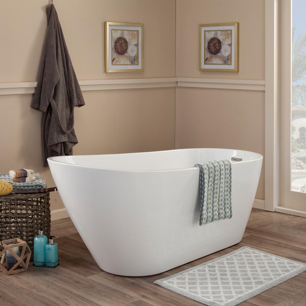 Shaia 67" x 32" Freestanding Soaking Acrylic Bathtub. Picture 6