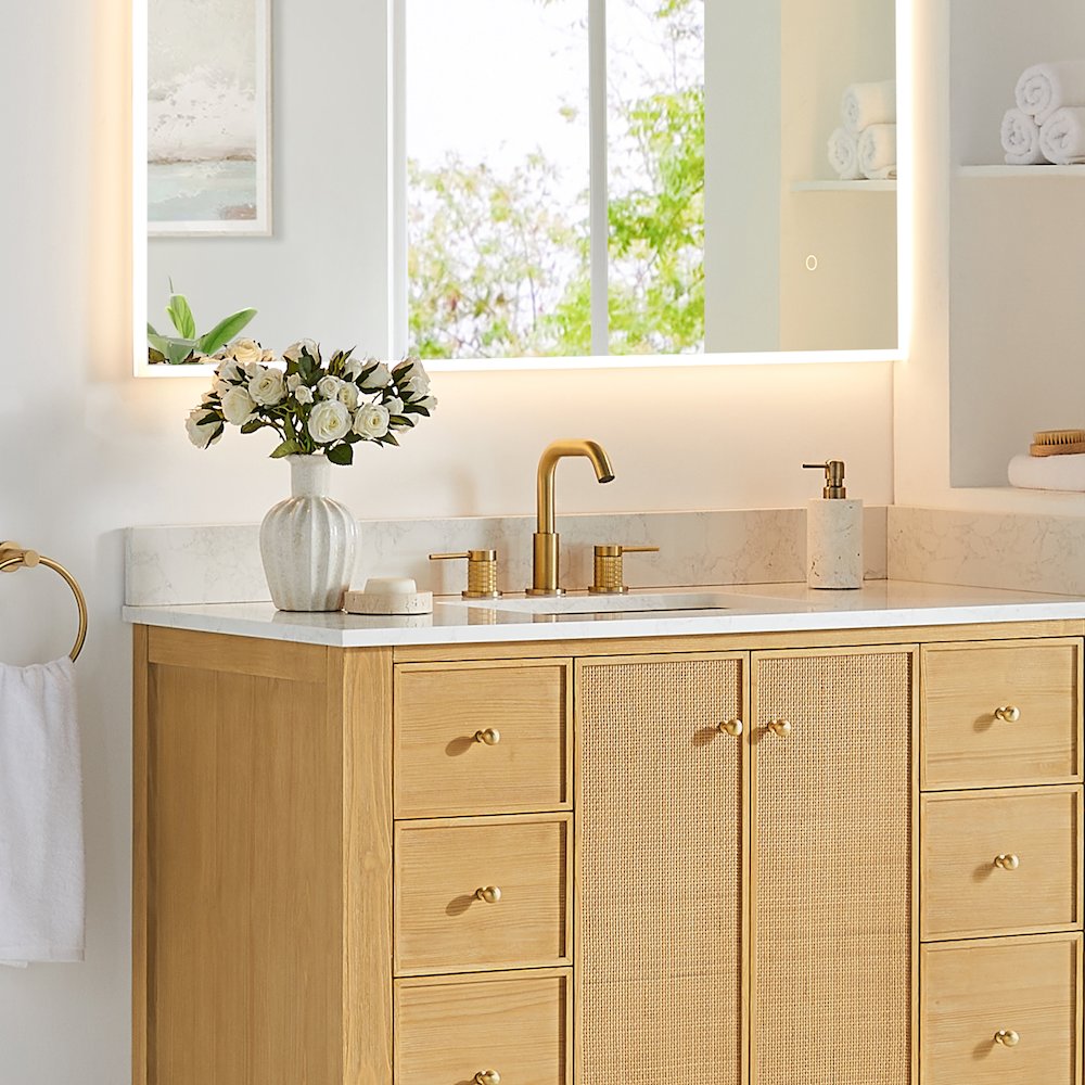 8. in Widespread 2-Handle Bathroom Faucet in Brushed Gold. Picture 15