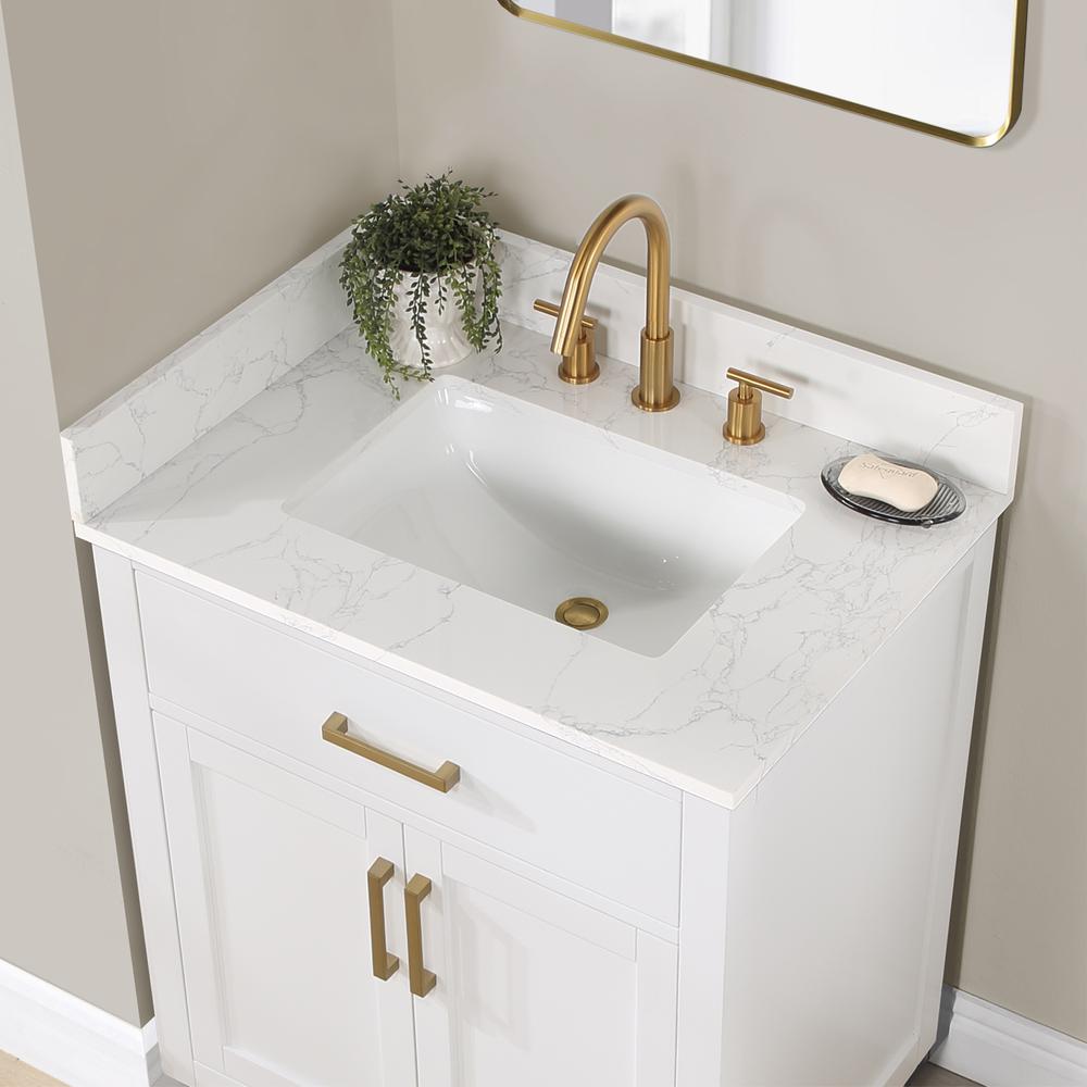 30" Single Bathroom Vanity in White with Mirror. Picture 7