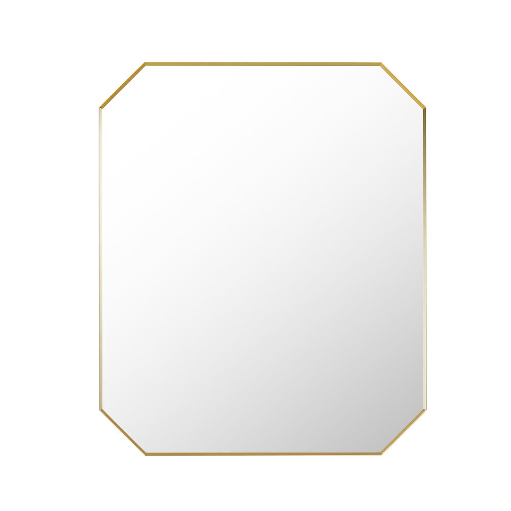 36"x30" Octagon Aluminum Framed in Brushed Gold Modern Bathroom Wall Mirror. Picture 2