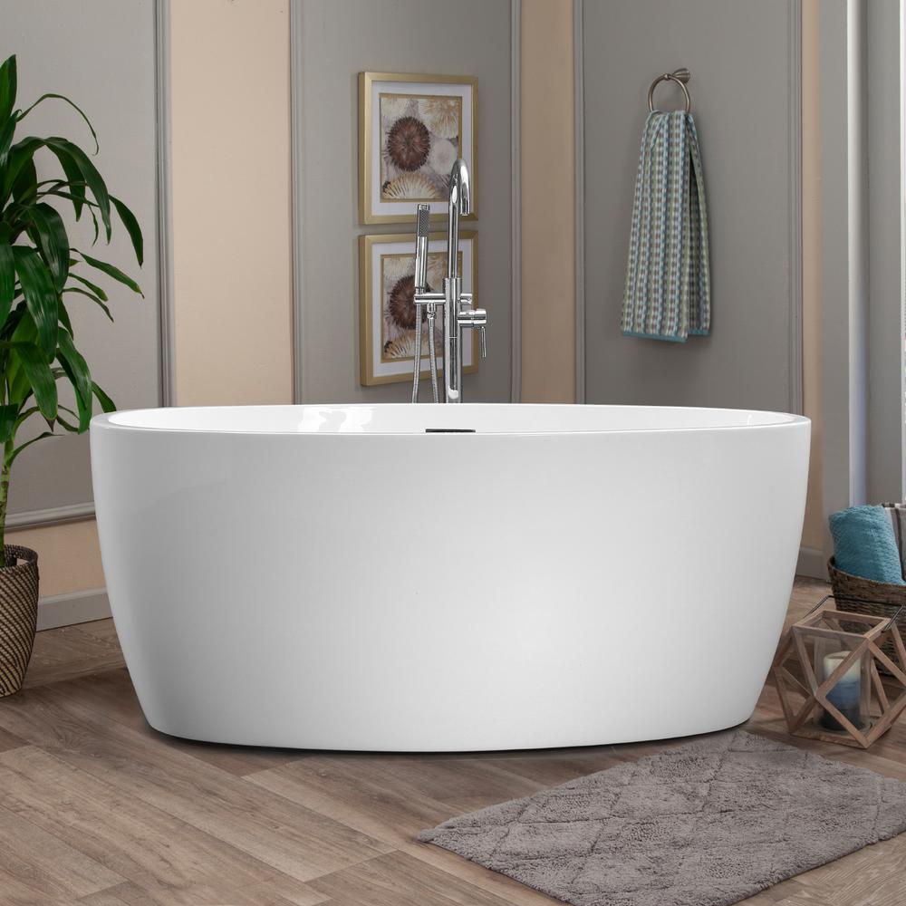 Jolie 55" x 32" Freestanding Soaking Acrylic Bathtub. Picture 5