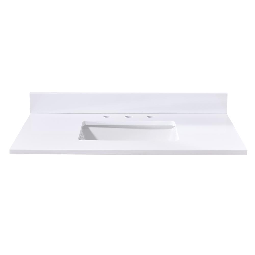 37. in Composite Stone Vanity Top in Snow White with White Sink. Picture 3