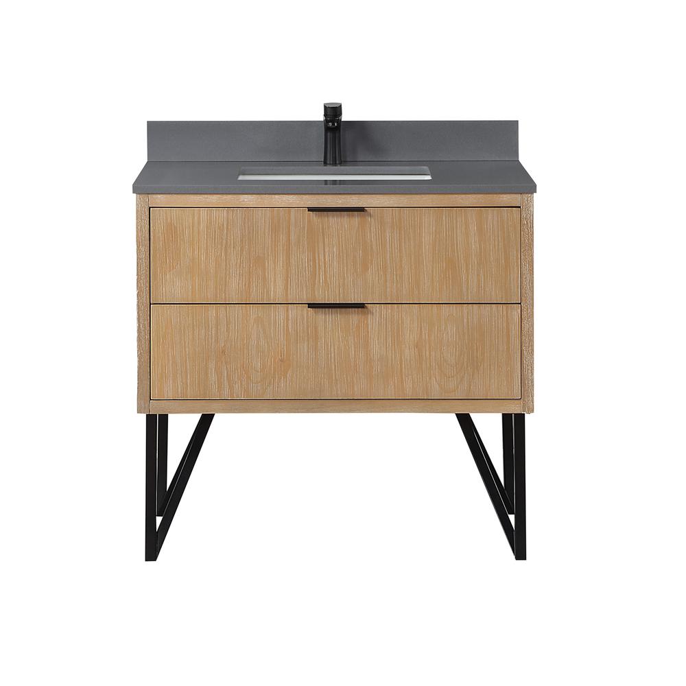 36" Single Bathroom Vanity in Weathered Pine without Mirror. Picture 1